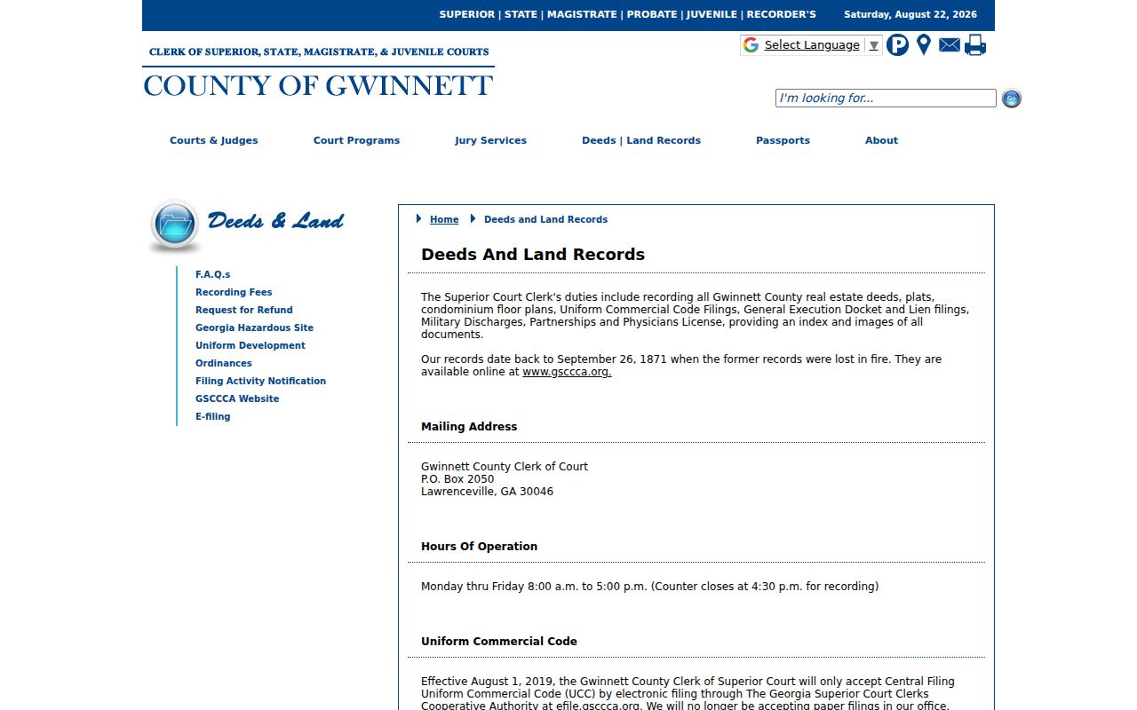 Gwinnett deeds and land records office information for Snellville research