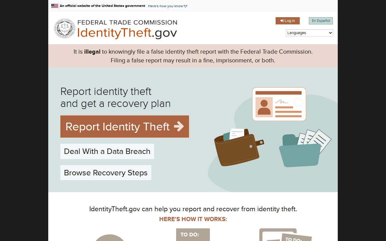 Federal identity theft recovery resource linked from the Snellville directory