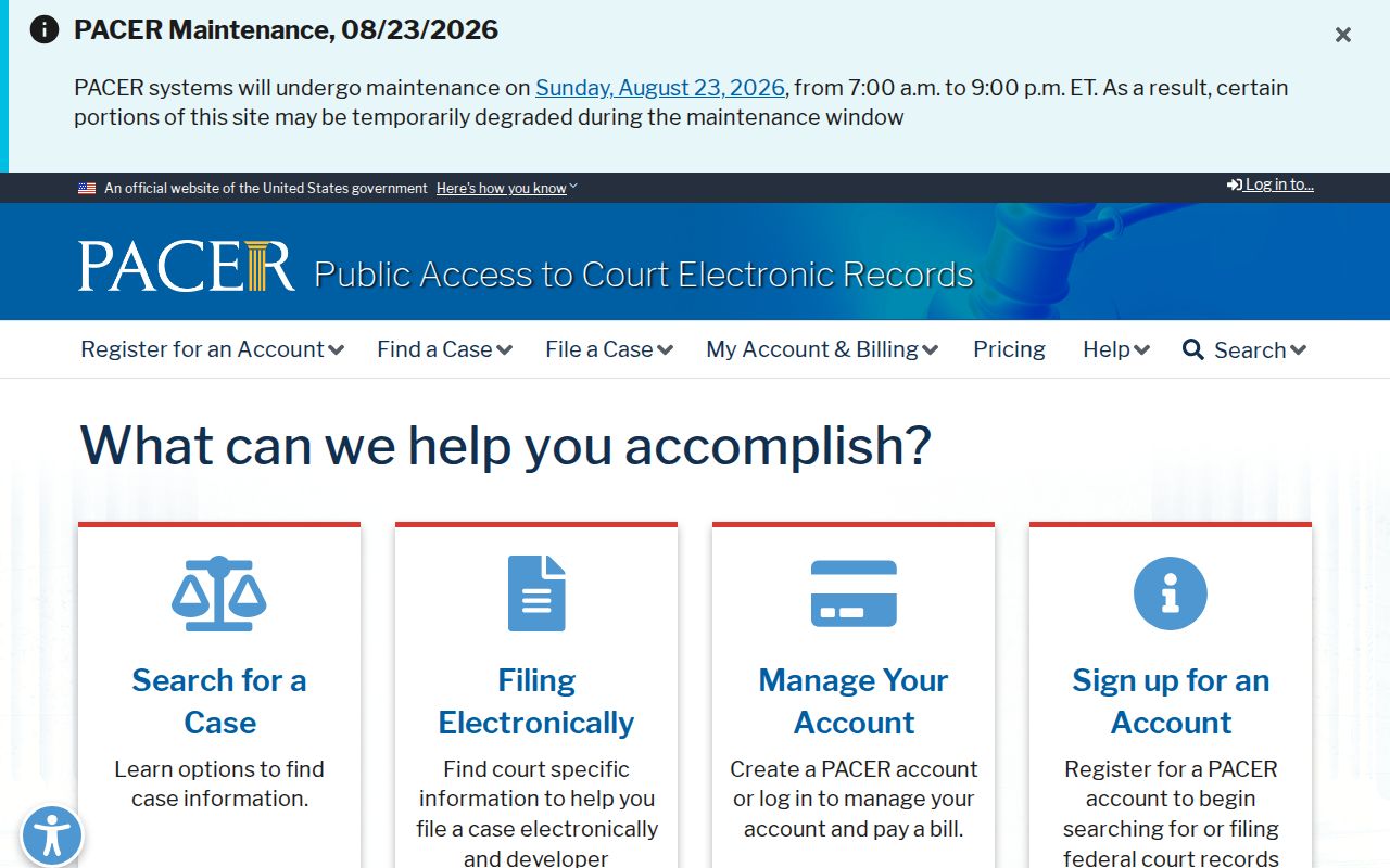 PACER federal court records service privacy context
