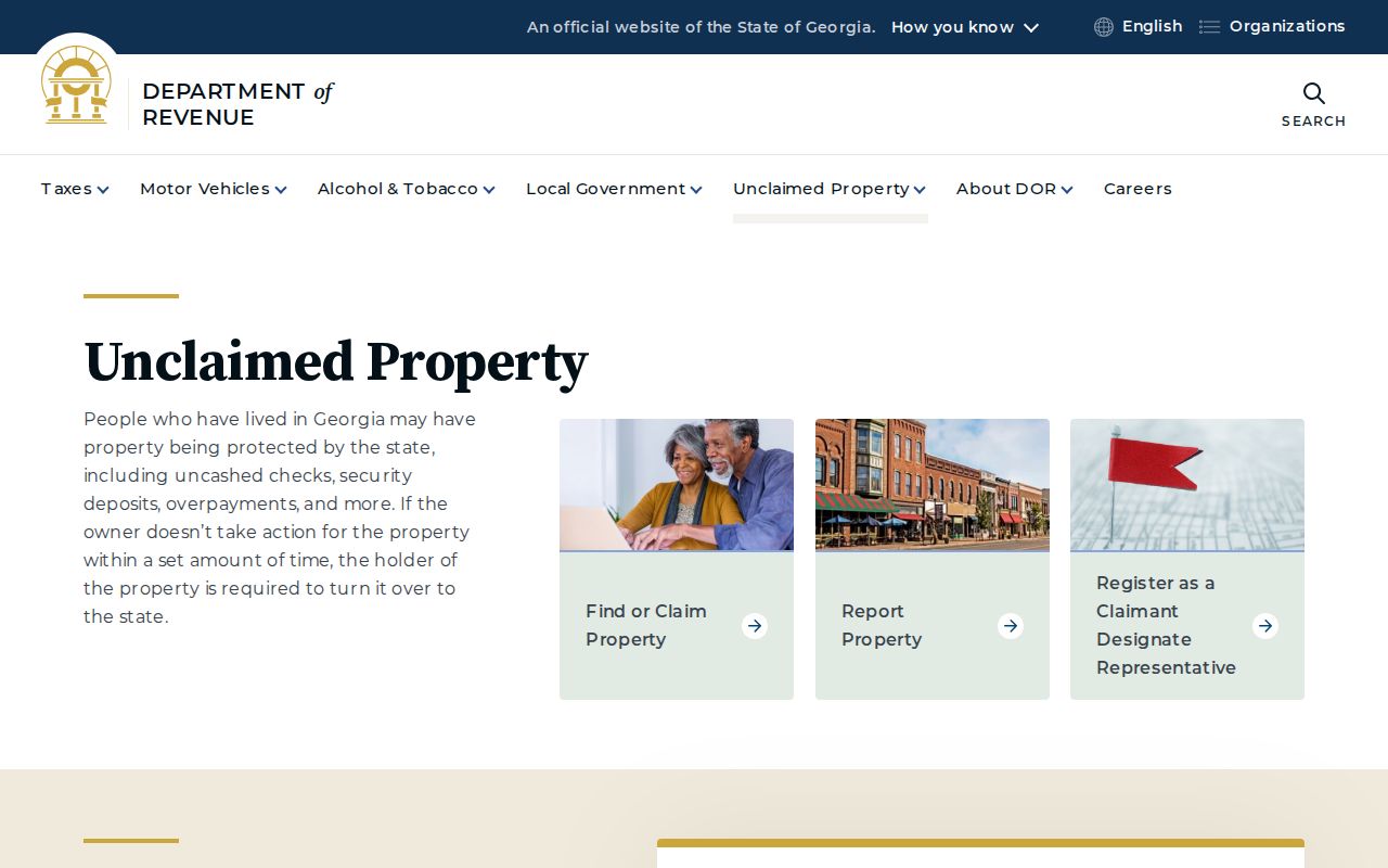 Georgia Unclaimed Property official program page