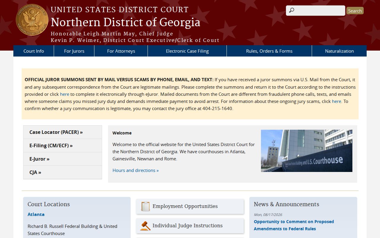Northern District of Georgia official court website