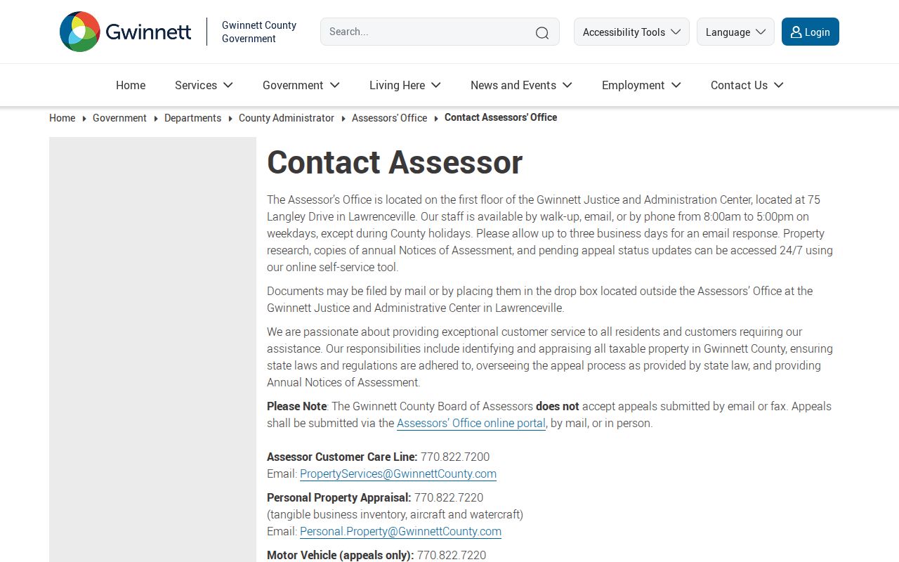 Gwinnett Board of Assessors contact source for Snellville parcel records
